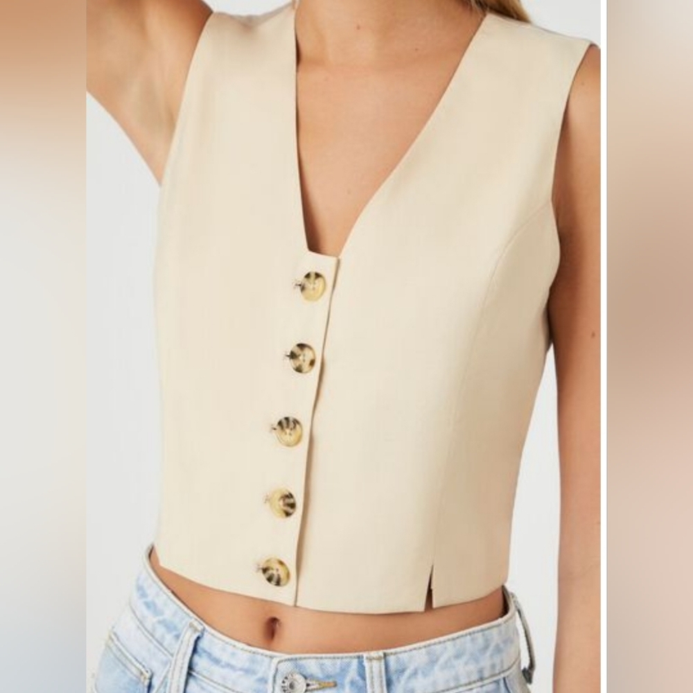 🆕️ Forever 21 V-Neck Cropped Vest Size L - Picture 5 of 6